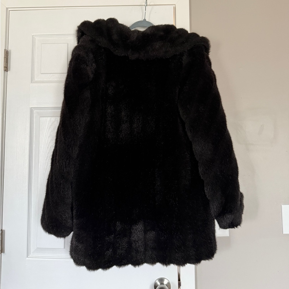 Monterey Fashion Faux Fur Black Coat Vintage Made in USA Size 14 - Picture 12 of 12